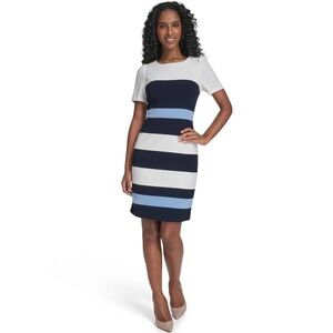 Tommy Hilfiger Navy, White, and Blue Striped Mini Dress